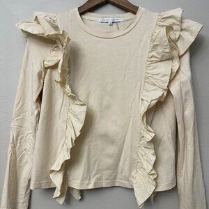English Factory Cream Ruffle Top XS